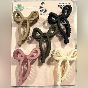 Bow knot hair claw clip Sincerely Jules recycled plastic set of 5 earth tones